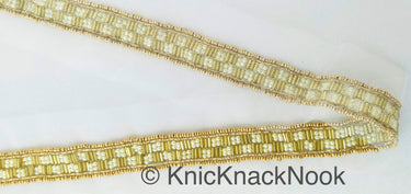 Gold Beaded Trim, Pearl Trim, Embroidered Lace Trim